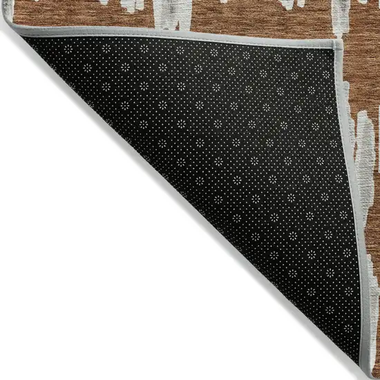 Brown And Gray Striped Washable Indoor Outdoor Area Rug Photo 5