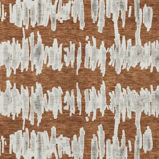Brown And Gray Striped Washable Indoor Outdoor Area Rug Photo 6