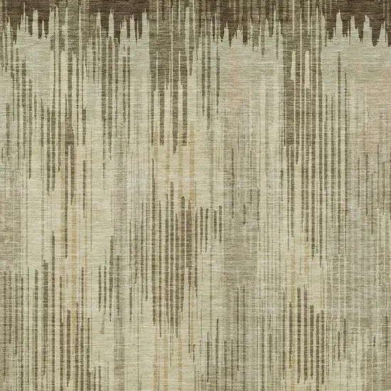 Brown And Green Striped Washable Indoor Outdoor Area Rug Photo 6