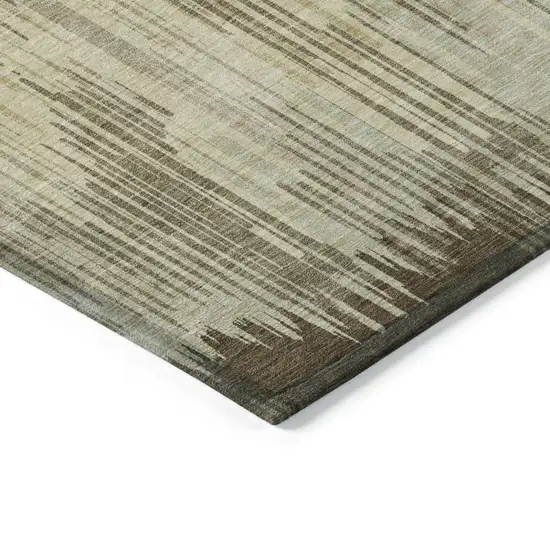 Brown And Green Striped Washable Indoor Outdoor Area Rug Photo 5