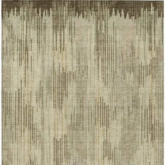 Brown And Green Striped Washable Indoor Outdoor Area Rug Photo 7