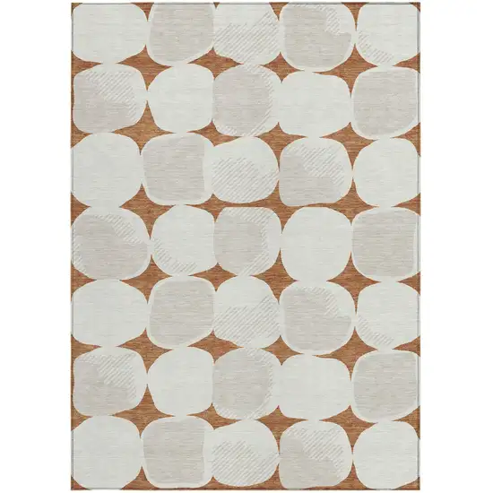 Brown And Ivory Abstract Washable Indoor Outdoor Area Rug Photo 7