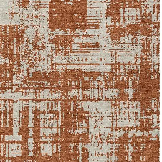 Brown And Ivory Abstract Washable Indoor Outdoor Area Rug Photo 6
