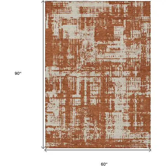 Brown And Ivory Abstract Washable Indoor Outdoor Area Rug Photo 3