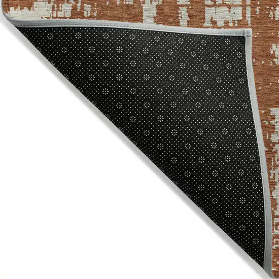 Brown And Ivory Abstract Washable Indoor Outdoor Area Rug Photo 4