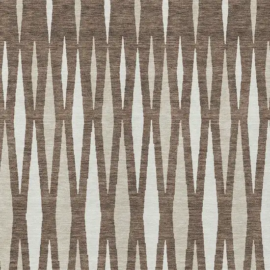 Brown And Ivory Geometric Washable Indoor Outdoor Area Rug Photo 6