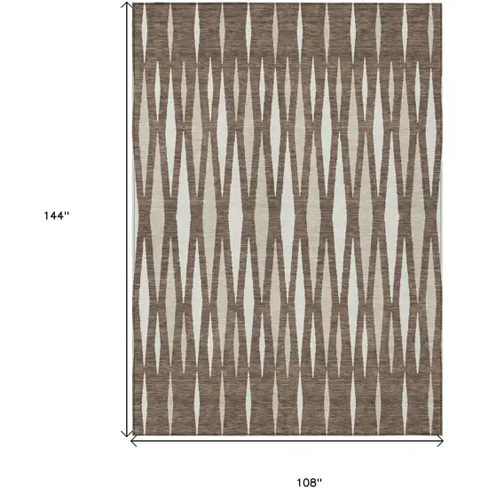 Brown And Ivory Geometric Washable Indoor Outdoor Area Rug Photo 3