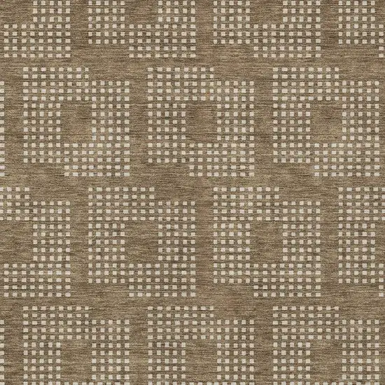 Brown And Ivory Geometric Washable Indoor Outdoor Area Rug Photo 6