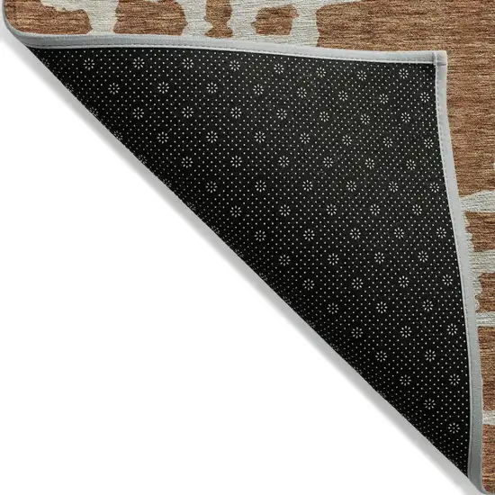 Brown And Ivory Geometric Washable Indoor Outdoor Area Rug Photo 5