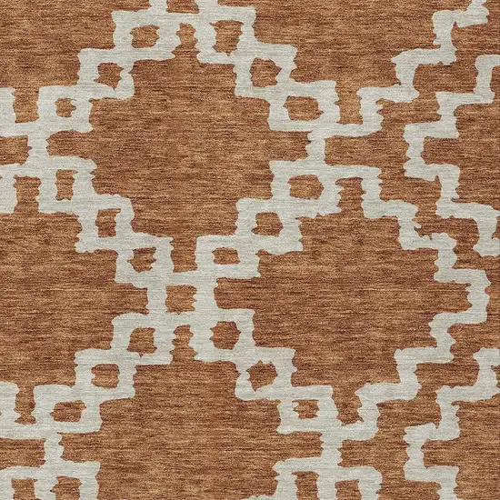 Brown And Ivory Geometric Washable Indoor Outdoor Area Rug Photo 6