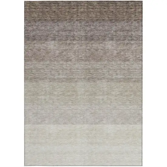 Brown And Ivory Ombre Washable Indoor Outdoor Area Rug Photo 5