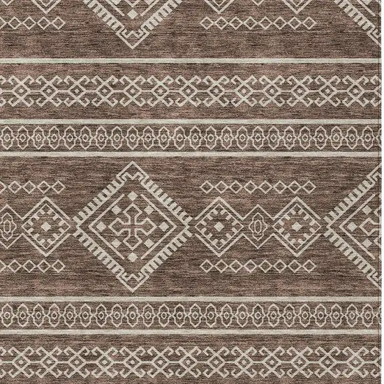 Brown And Ivory Southwestern Washable Indoor Outdoor Area Rug Photo 5