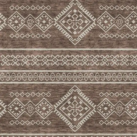 Brown And Ivory Southwestern Washable Indoor Outdoor Area Rug Photo 5