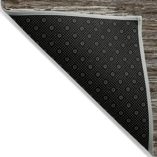 Brown And Ivory Striped Washable Indoor Outdoor Area Rug Photo 4