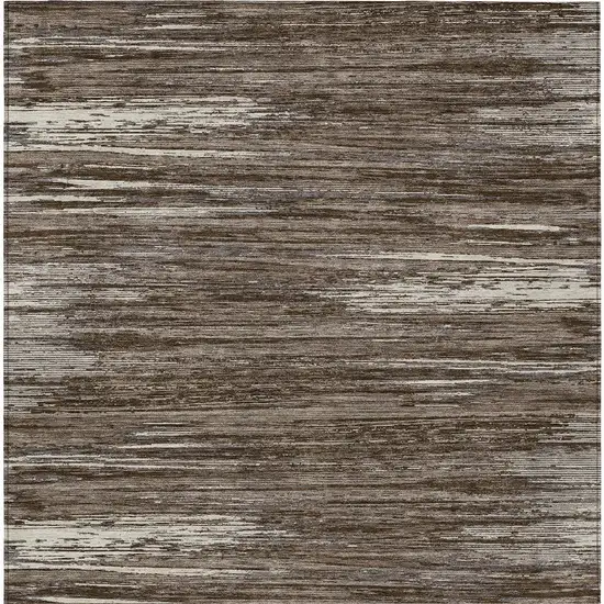 Brown And Ivory Striped Washable Indoor Outdoor Area Rug Photo 7