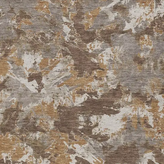 Brown Beige And Gray Floral Washable Indoor Outdoor Area Rug Photo 7