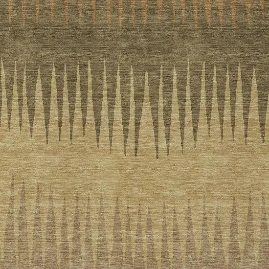 Brown Beige And Green Striped Washable Indoor Outdoor Area Rug Photo 6
