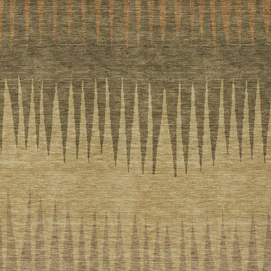 Brown Beige And Green Striped Washable Indoor Outdoor Area Rug Photo 6