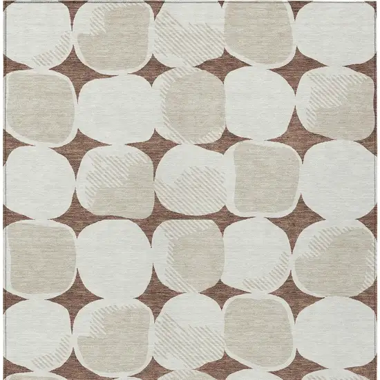 Brown Beige And Ivory Abstract Washable Indoor Outdoor Area Rug Photo 8