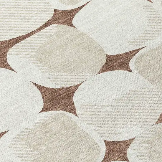 Brown Beige And Ivory Abstract Washable Indoor Outdoor Area Rug Photo 6