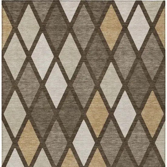 Brown Beige And Ivory Geometric Washable Indoor Outdoor Area Rug Photo 7