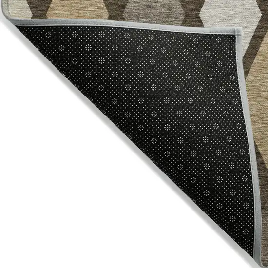 Brown Beige And Ivory Geometric Washable Indoor Outdoor Area Rug Photo 5
