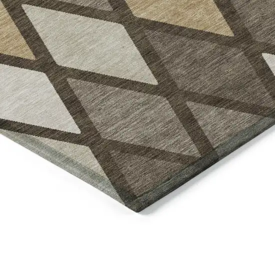 Brown Beige And Ivory Geometric Washable Indoor Outdoor Area Rug Photo 4