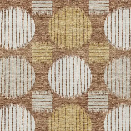 Brown Beige And Ivory Geometric Washable Indoor Outdoor Area Rug Photo 5