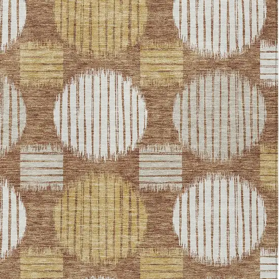 Brown Beige And Ivory Geometric Washable Indoor Outdoor Area Rug Photo 5