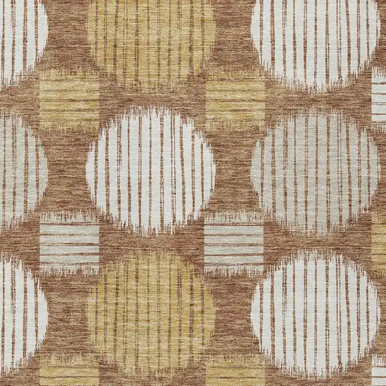 Brown Beige And Ivory Geometric Washable Indoor Outdoor Area Rug Photo 5