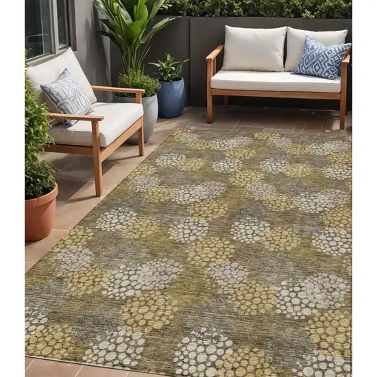 Brown Beige And Ivory Polka Dot Washable Indoor Outdoor Area Rug Photo 1