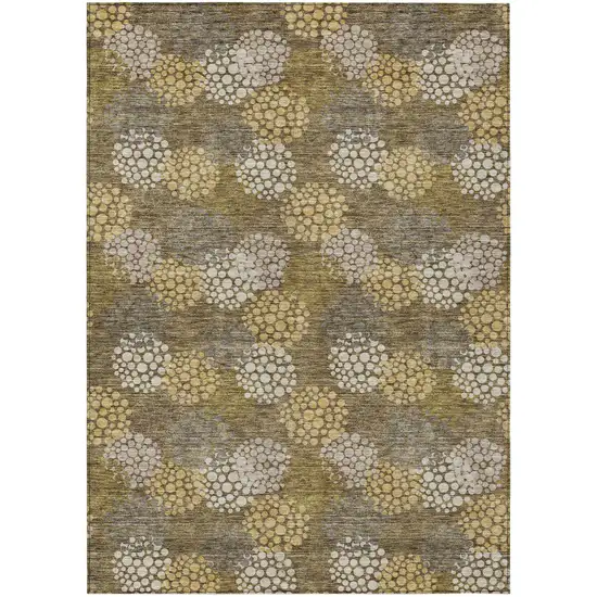 Brown Beige And Ivory Polka Dot Washable Indoor Outdoor Area Rug Photo 2