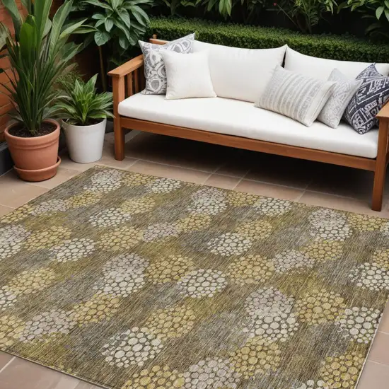 Brown Beige And Ivory Polka Dot Washable Indoor Outdoor Area Rug Photo 1