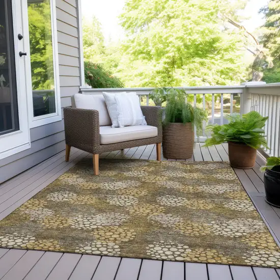 Brown Beige And Ivory Polka Dot Washable Indoor Outdoor Area Rug Photo 9