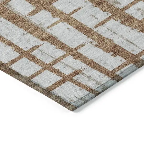 Brown Beige And Ivory Striped Washable Indoor Outdoor Area Rug Photo 5