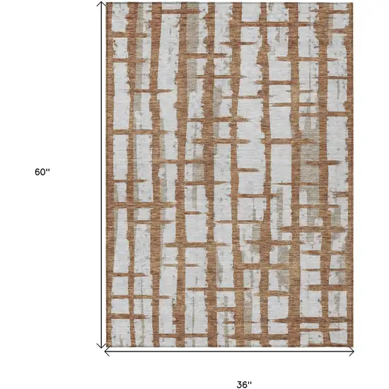 Brown Beige And Ivory Striped Washable Indoor Outdoor Area Rug Photo 3