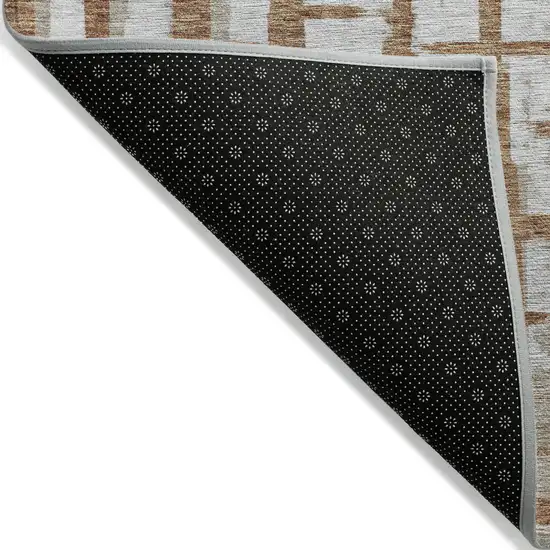 Brown Beige And Ivory Striped Washable Indoor Outdoor Area Rug Photo 4
