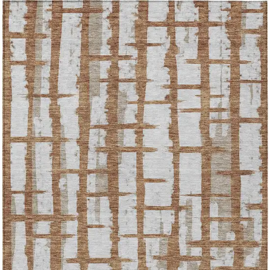 Brown Beige And Ivory Striped Washable Indoor Outdoor Area Rug Photo 6