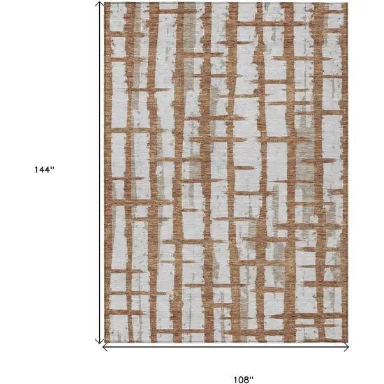 Brown Beige And Ivory Striped Washable Indoor Outdoor Area Rug Photo 3