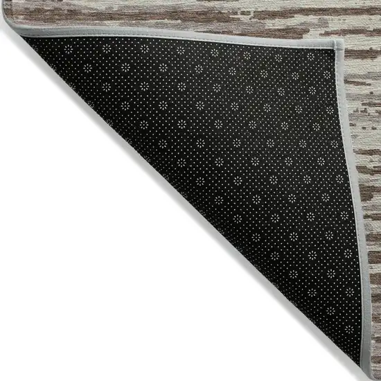 Brown Beige And Ivory Striped Washable Indoor Outdoor Area Rug Photo 4