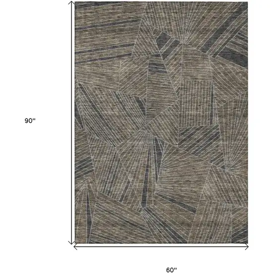Brown Black And Gray Geometric Washable Indoor Outdoor Area Rug Photo 3