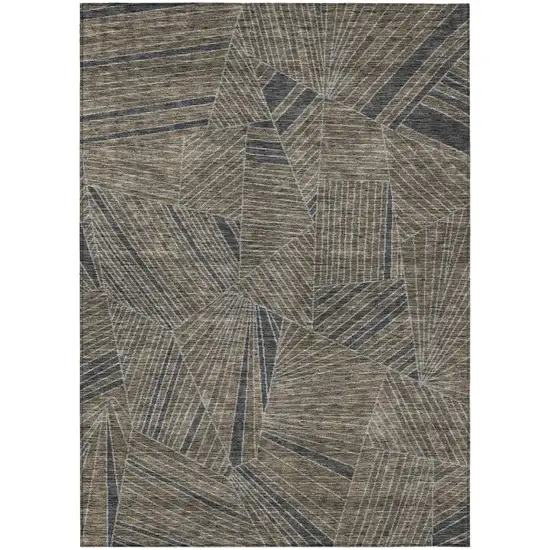 Brown Black And Gray Geometric Washable Indoor Outdoor Area Rug Photo 2