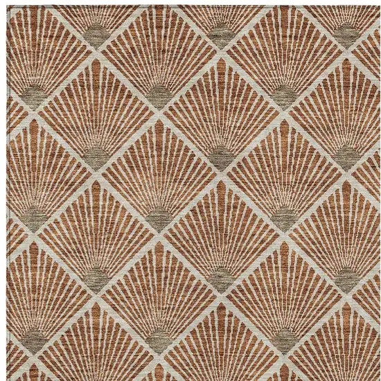 Brown Copper And Beige Geometric Washable Indoor Outdoor Area Rug Photo 5