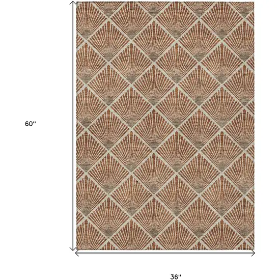 Brown Copper And Beige Geometric Washable Indoor Outdoor Area Rug Photo 3