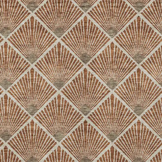 Brown Copper And Beige Geometric Washable Indoor Outdoor Area Rug Photo 3