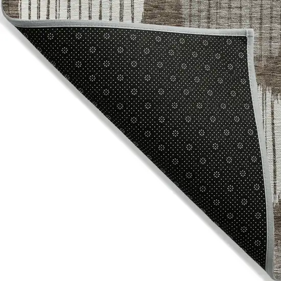 Brown Gray And Ivory Geometric Washable Indoor Outdoor Area Rug Photo 4