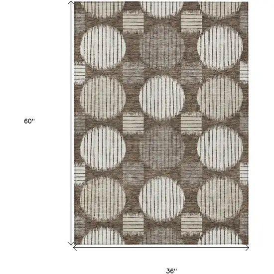 Brown Gray And Ivory Geometric Washable Indoor Outdoor Area Rug Photo 3