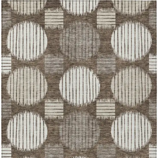 Brown Gray And Ivory Geometric Washable Indoor Outdoor Area Rug Photo 7