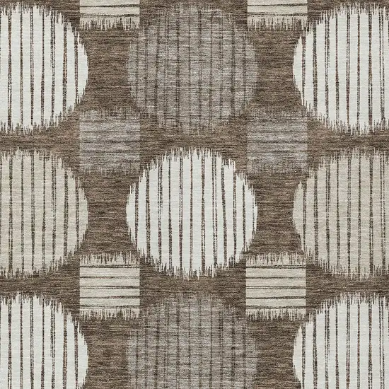 Brown Gray And Ivory Geometric Washable Indoor Outdoor Area Rug Photo 6