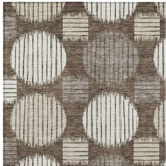 Brown Gray And Ivory Geometric Washable Indoor Outdoor Area Rug Photo 6